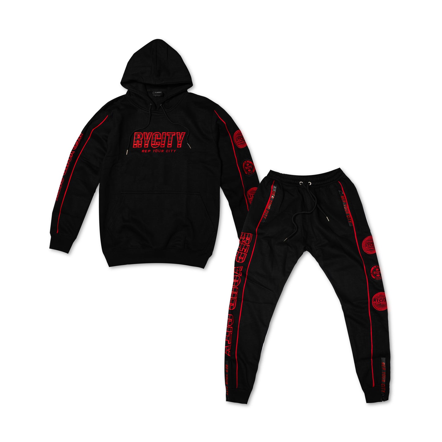 RYCITY RED AND BLACK TRACKSUIT
