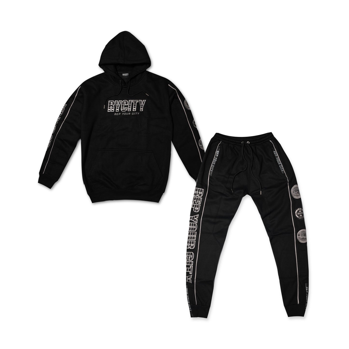 RYCITY BLACK AND SILVER TRACKSUIT